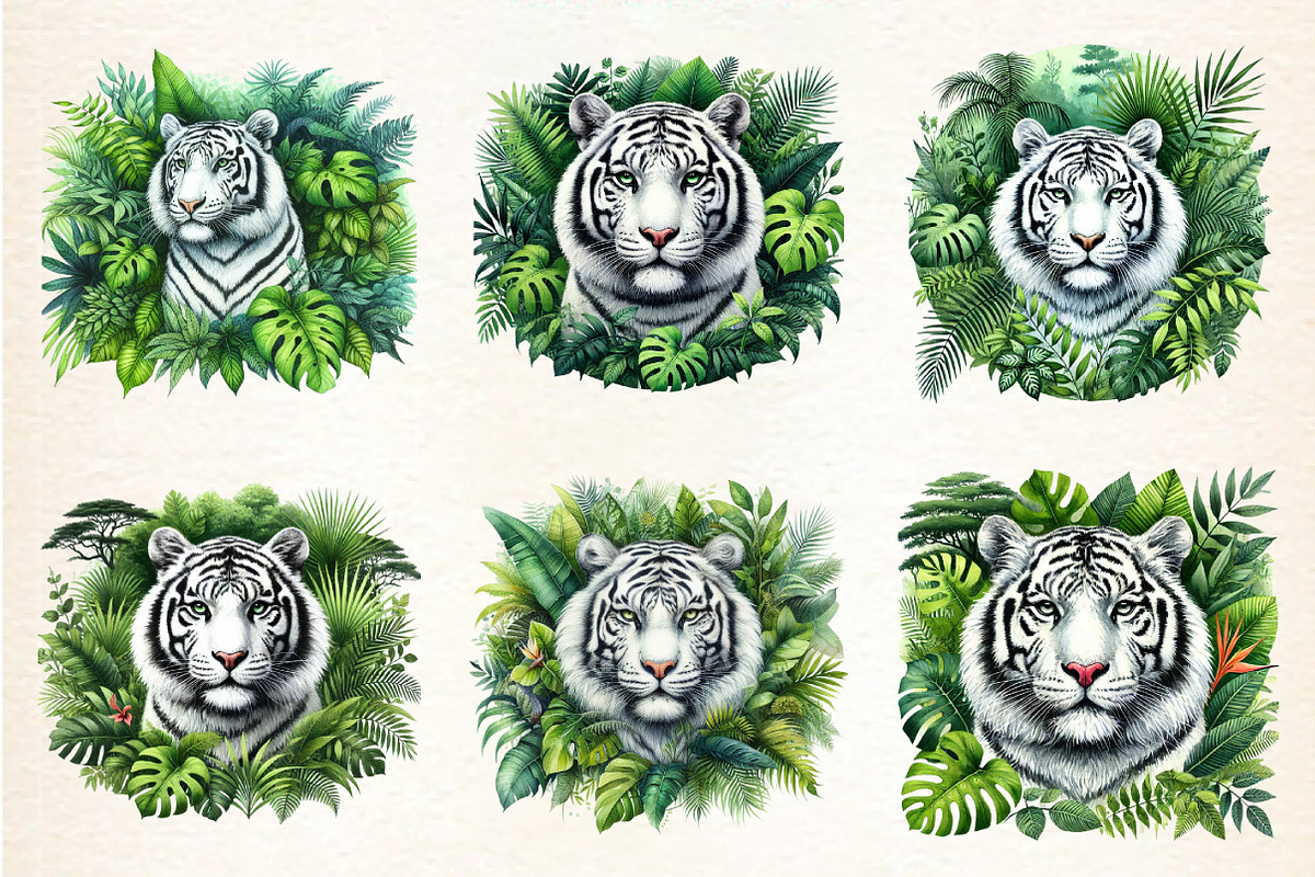 White Tiger Watercolor Animal, a Seasonal Illustration by DreamArtGraphic (Photo 2 of 4)