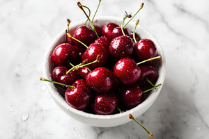 Bowl of fresh cherries, a Food & Drink Photo by Virgo Studio