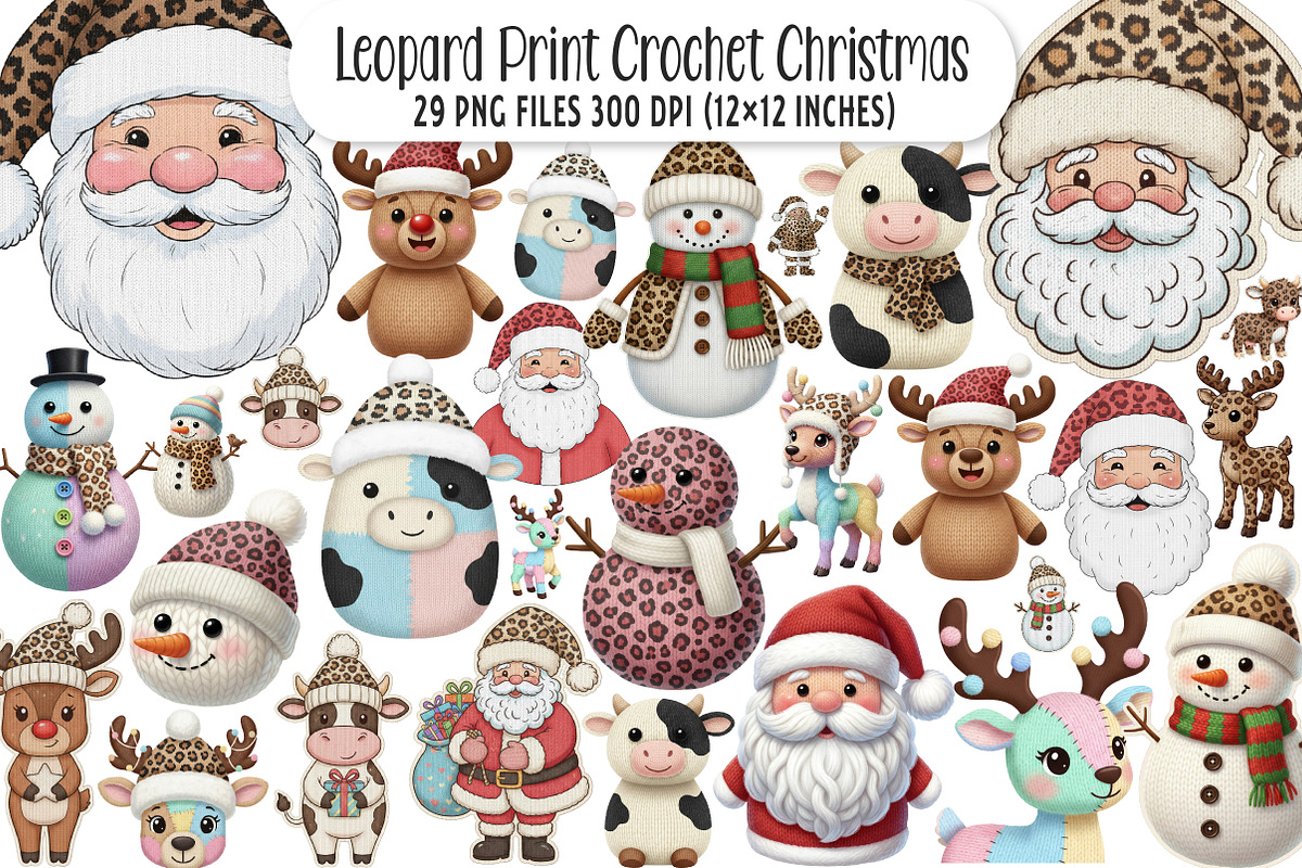 Leopard Print Crochet Christmas PNG, an Illustration by SinaCreation (Photo 1 of 7)