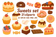 Sweet Dessert Clipart Set, a Food Illustration by ananastya (Thumbnail 1 of 3)