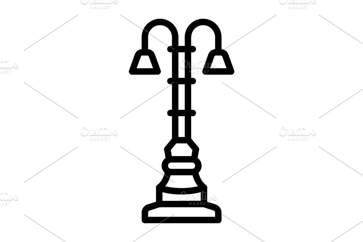 Pole street light black icon, an Outline Icon by Creative priyanka