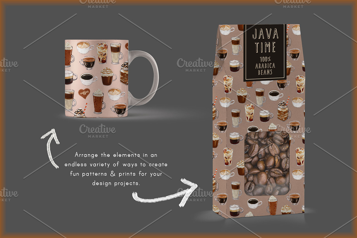 Coffee Drinks and Desserts Clip Art, a Food Illustration by Cynthia Arre (Photo 4 of 7)