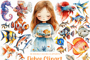 Watercolor Fishes Clipart, an Illustration by Craft Nest (Thumbnail 1 of 6)