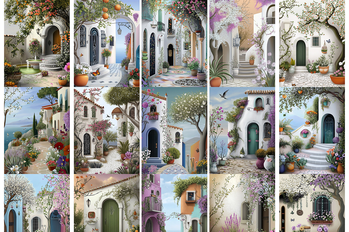 Mediterranean Spring Digital Papers, an Object Illustration by Fusion Dream (Photo 2 of 7)