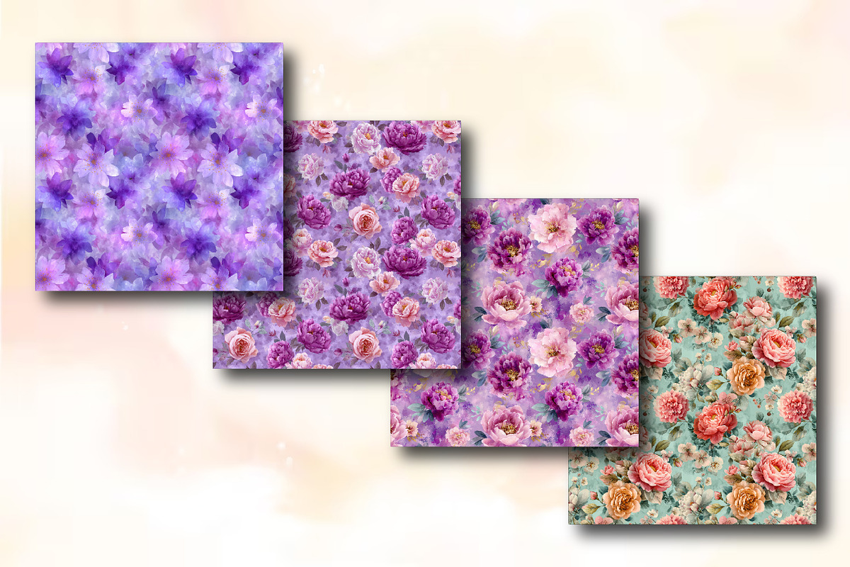 Blossoming Valentine Florals Pattern, a Texture Illustration by RobertsArt (Photo 3 of 5)