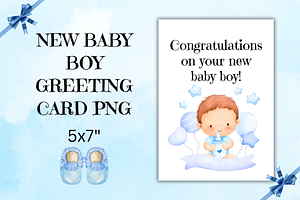 New Baby Boy Greeting Card Printable, a Card Template by Pixels N Bows