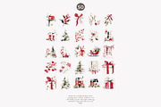 Festive red Christmas watercolor set, a Decorative Illustration by Patishop Art (Thumbnail 8 of 9)