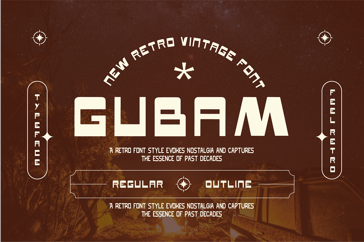 GUBAM - Bold Retro Vintage Font, a Sans Serif Font by Rightwheels (Photo 1 of 11)