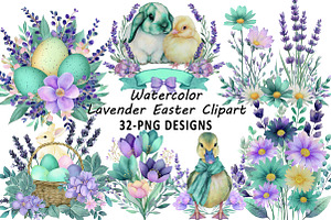 Lavender Easter Clipart Bundle, an Illustration by Daily.Designs