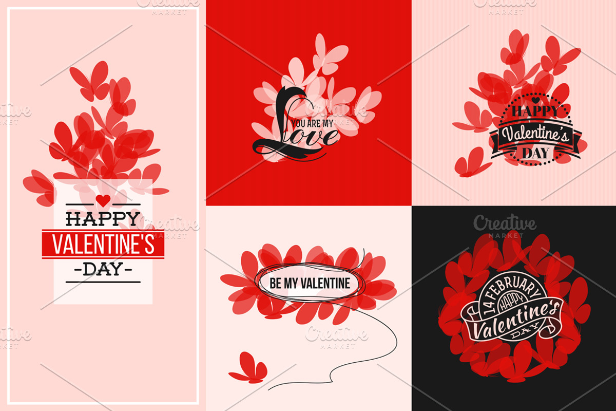 Beautiful red & white butterflies, a Decorative Illustration by elena_andreeva
