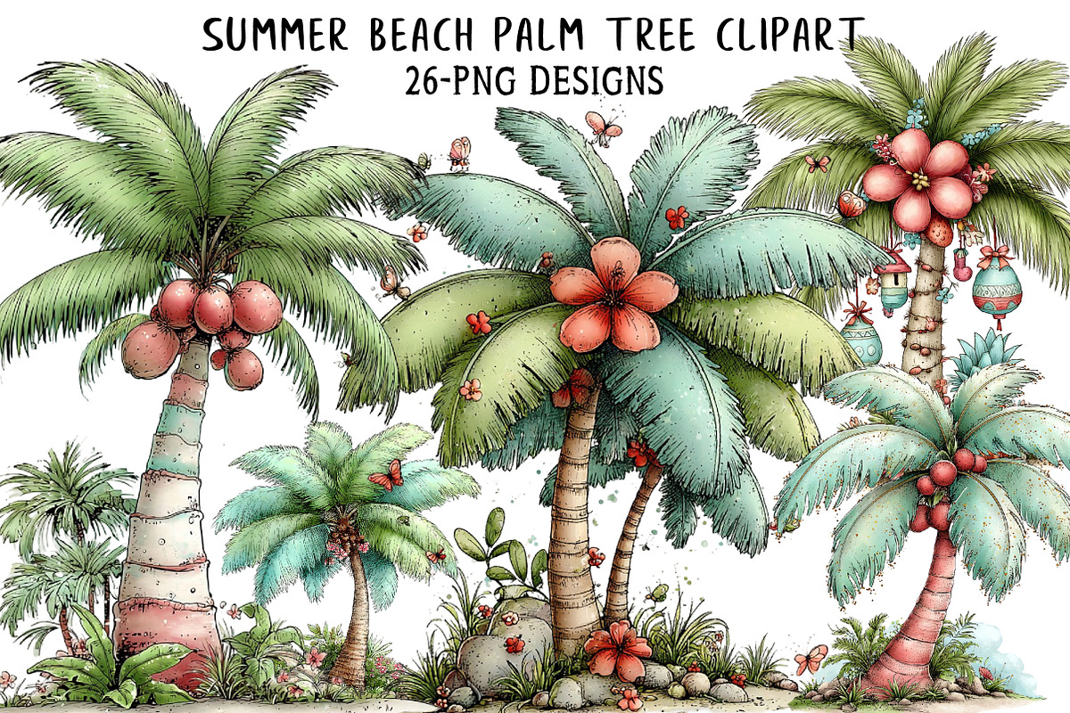 Summer Beach Palm Tree Clipart, an Illustration by Daily.Designs (Photo 1 of 7)