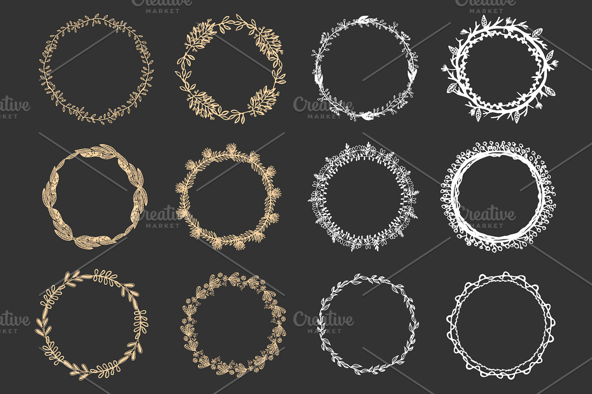 36 hand drawn floral wreaths, a Background Graphic by IRSYART (Photo 5 of 7)