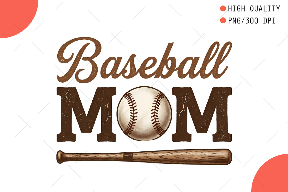 Baseball Mom Png, Baseball Vibes Png, an Illustration by OK Design (Photo 1 of 5)
