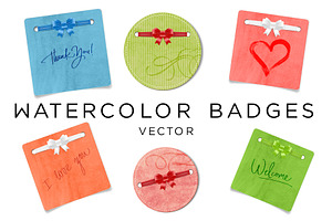 Watercolor Badges Banners Vector