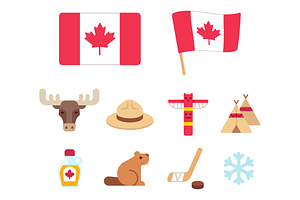 Canada cartoon icons