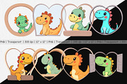 Clipart Heart Dinosaur, a Graphic by Artnoy (Thumbnail 2 of 5)