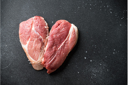 Raw meat steaks with spices, herbs, a Food & Drink Photo by Nadia-nb