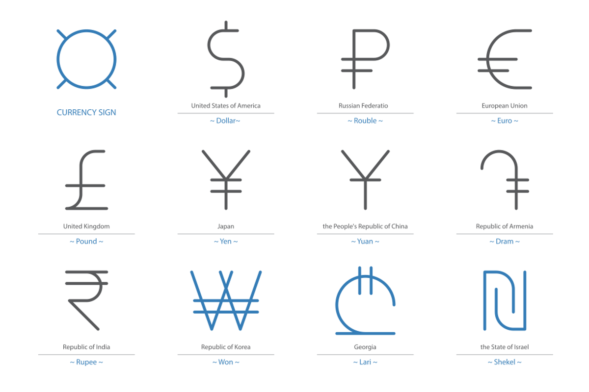 Currency Sign Vector / 12 Signs, an Icon by Offshore Shop