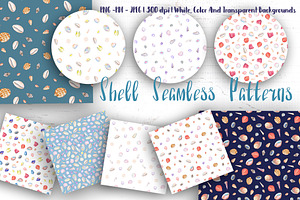 Watercolor Seashell Seamless Pattern
