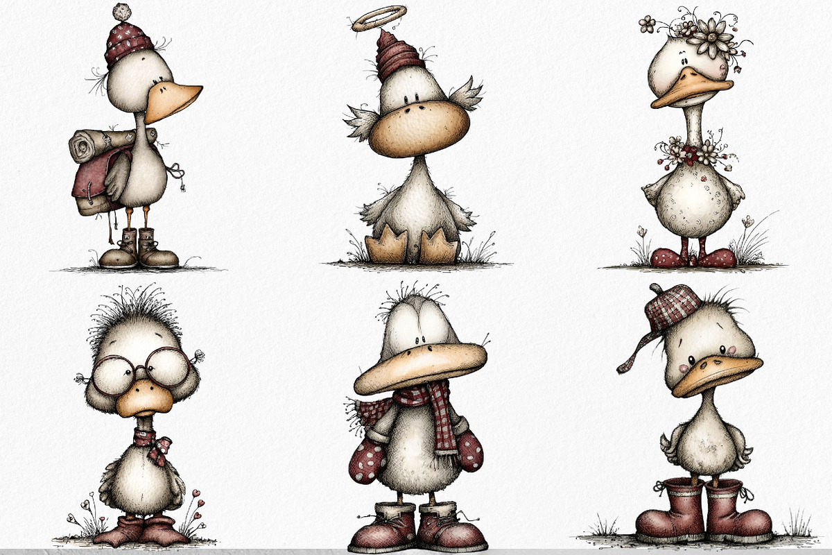 Whimsical Geese Clipart Bundle, an Illustration by Canvas Craft (Photo 3 of 7)