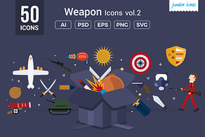 Gaming Weapons Icons Pack - Flat V2, a Duotone Icon by Jumbo Icons