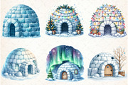 Watercolor Igloo Clipart, a Graphic by Libby Wishes (Thumbnail 2 of 5)