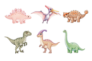 Watercolor Dinosaurs Clipart, an Animal Illustration by BerryPieArt (Thumbnail 4 of 4)