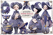 Cute Purple Witch Dolls Clipart, an Object Graphic by Area (Thumbnail 1 of 10)