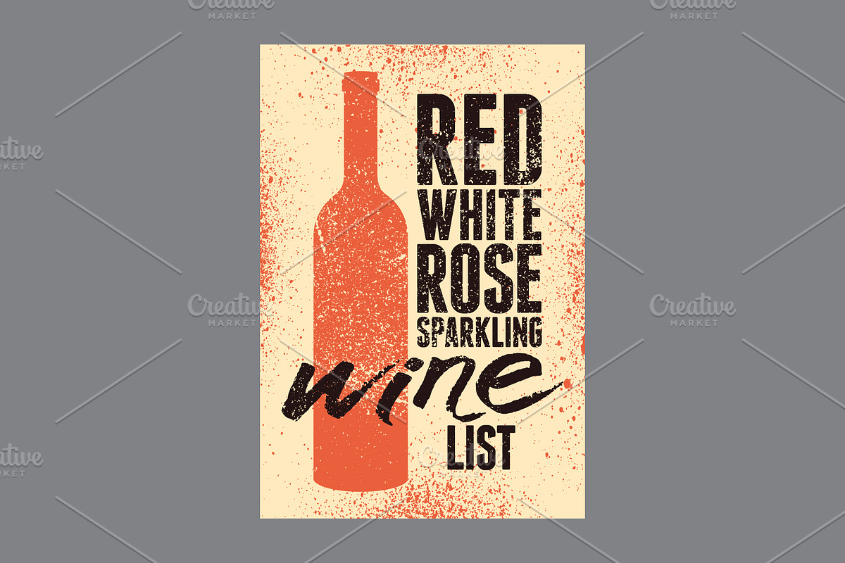 Wine types grunge vector poster set., a Food Illustration by PoPaShop (Photo 3 of 7)