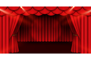 Red stage curtain with dramatic, an Object Illustration by art PVP - market