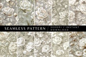 10 Polly's Peonies Seamless Patterns