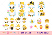 Gnomes Honey Bee Flat Clipart, an Animal Illustration by Noey smiley (Thumbnail 2 of 7)