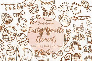 Easter Doodle Elements Hand Drawn, an Illustration by RimzStudio
