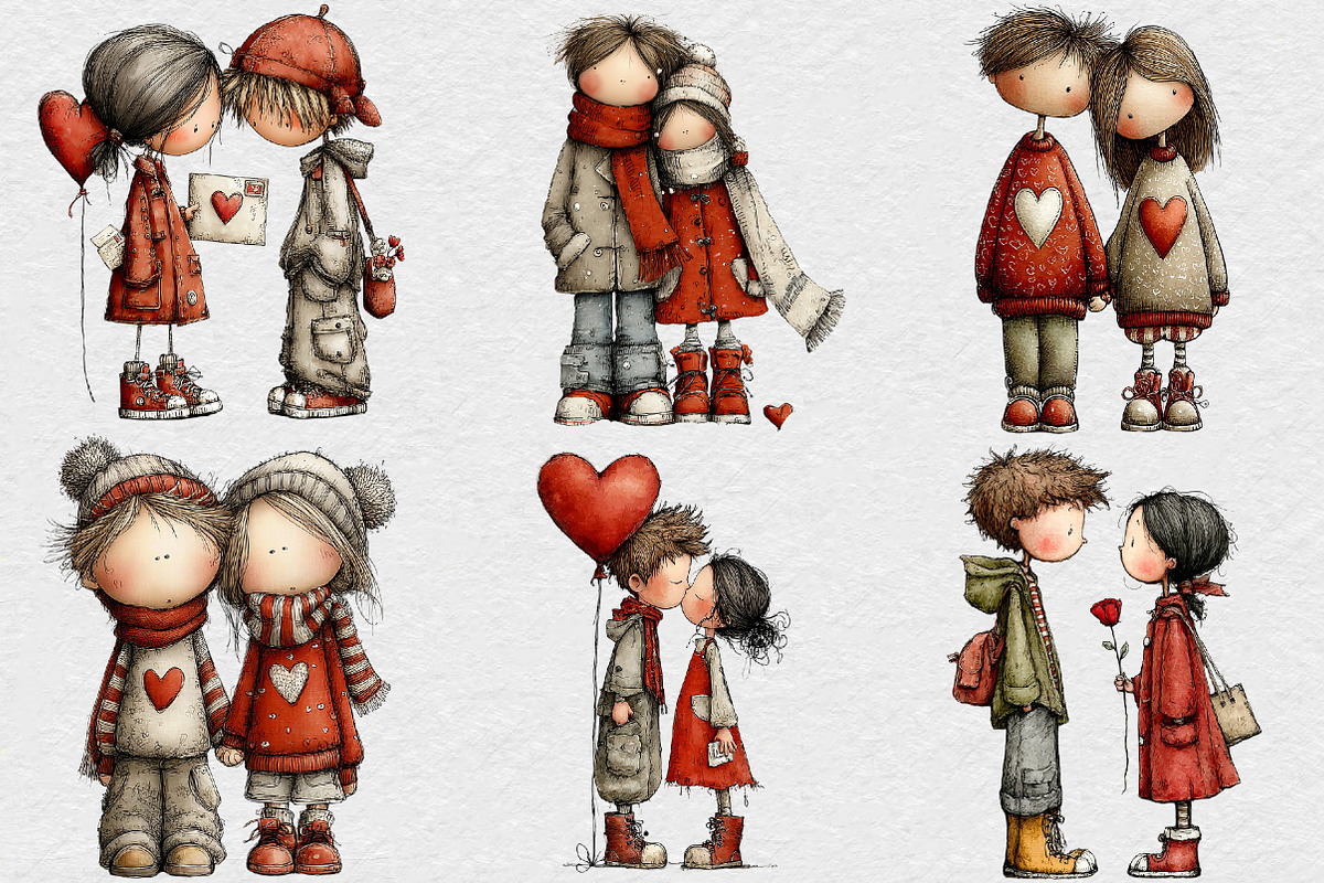 Romantic Valentine Couple Clipart, an Illustration by DreamCafeArt (Photo 3 of 6)