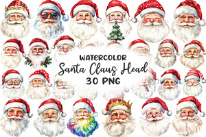 Quirky Santa Claus Head Clipart, an Illustration by CraftArtStudio
