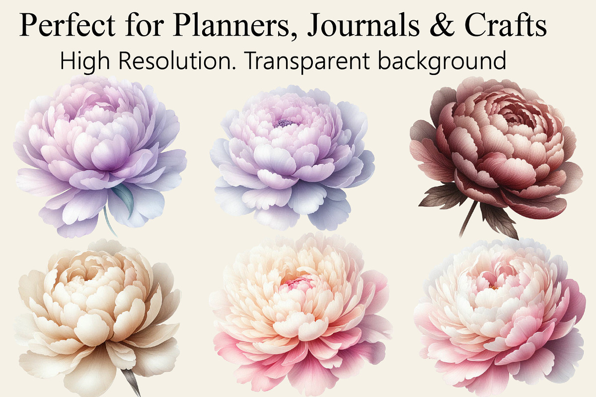 Watercolor Peonies Flowers Clipart, an Illustration by Libby Wishes (Photo 2 of 3)