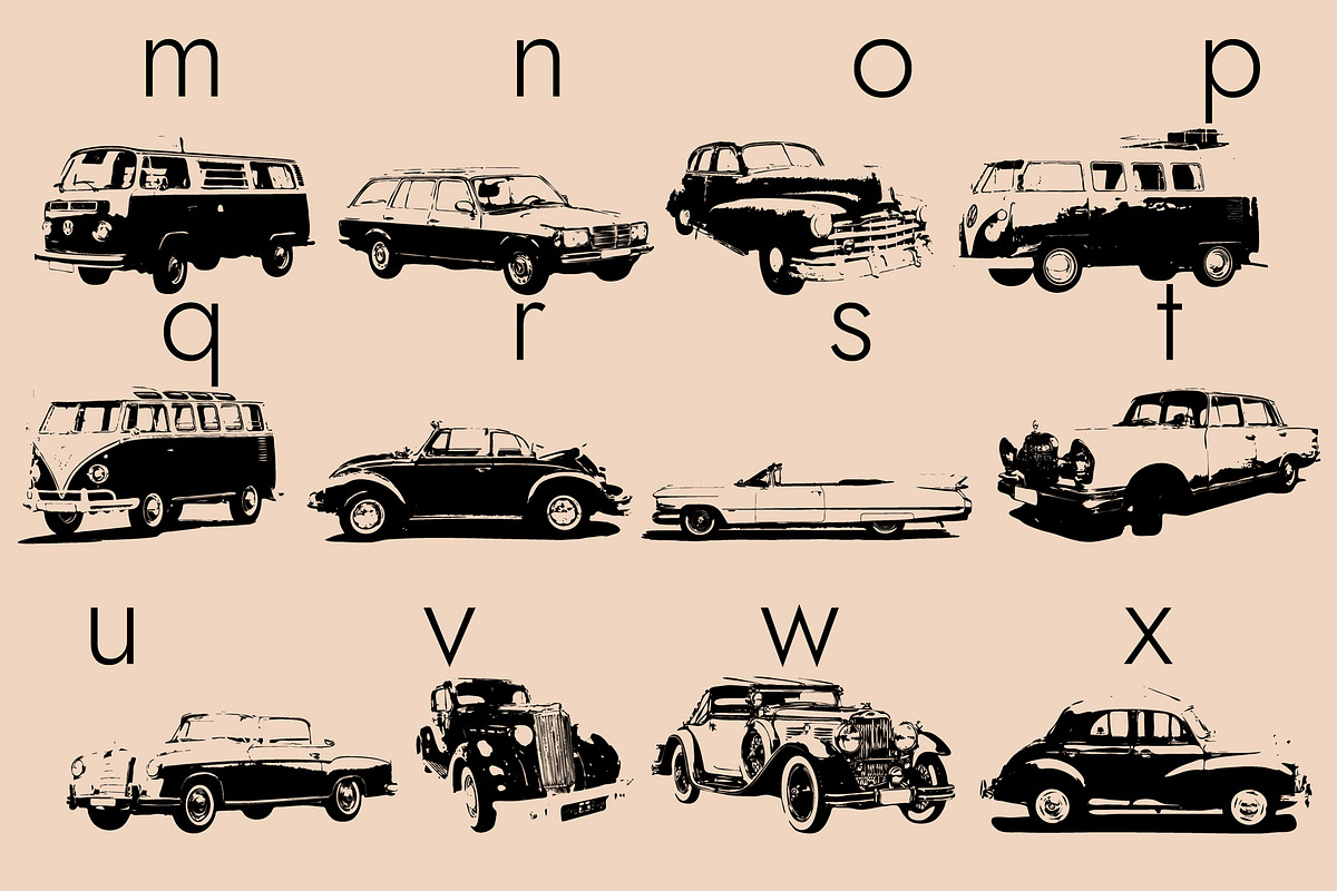 Vintage Cars Dingbats Font, a Symbol Font by Minimalartstudio (Photo 6 of 7)