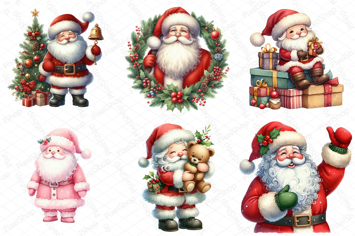Watercolor Santa Clipart, an Illustration by DreamPrint404 (Photo 3 of 6)