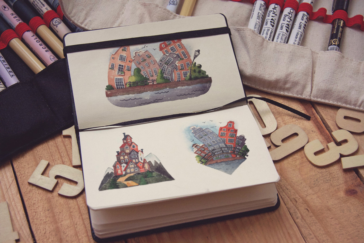 Amsterdam houses and details., an Illustration by fiolika (Photo 6 of 9)