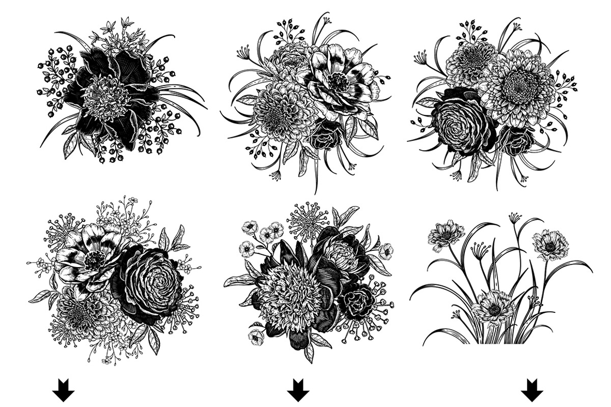 Floral letters and number., a Decorative Illustration by MarinaVorontsova (Photo 7 of 12)