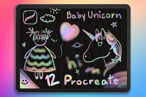 12 Baby Unicorn Procreate Brushes