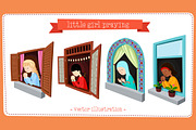 Little Girl Praying, an Illustration by 611 Studio (Thumbnail 1 of 5)