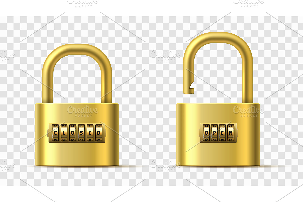 Realistic gold open and closed code, an Object Illustration by Vectorbuum