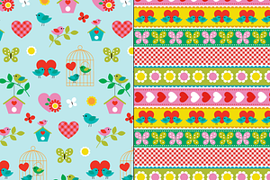 Seamless Bird & Butterfly Patterns