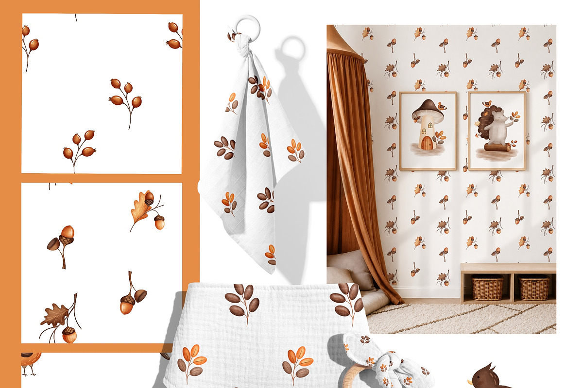 Cozy Autumn - baby clipart & pattern, a Seasonal Illustration by Linerisyart (Photo 8 of 16)