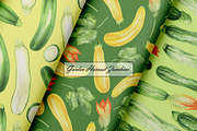 Watercolor Zucchini Seamless Pattern, a Food Illustration by OlDm_Shop (Thumbnail 5 of 10)