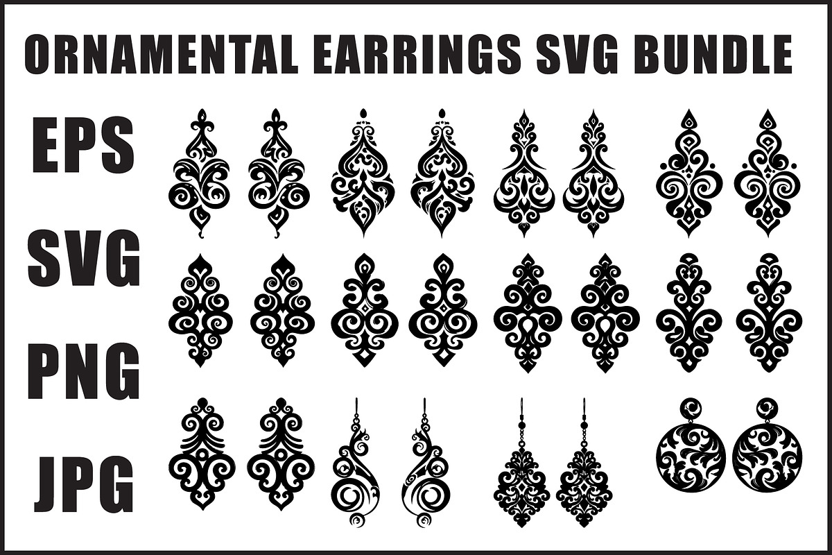 Elegant Earrings SVG Collection, an Object Graphic by Designer_Momina (Photo 1 of 13)