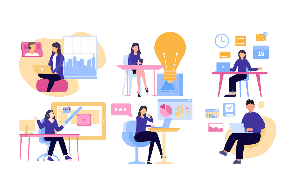 Freelancing Life Illustration, an Illustration by Vector Portal (Photo 2 of 5)