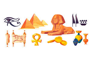 Egyptian ancient history symbols, an Object Illustration by art PVP - market