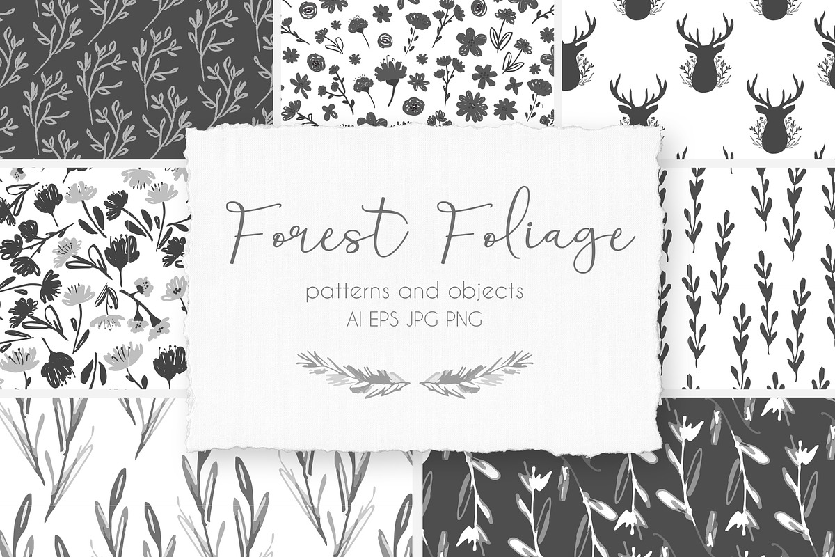 Forest foliage pattern collection, a Pattern Graphic by Cozy pattern shop (Photo 1 of 9)